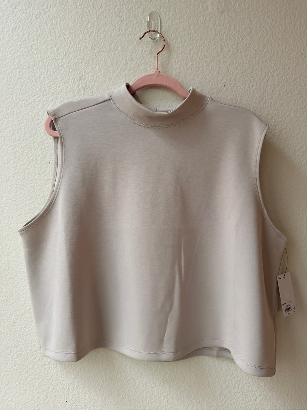 FLX Sleeveless Crop Top Neutral Beige Athleisure Minimalist Basic Capsule XL NWT
